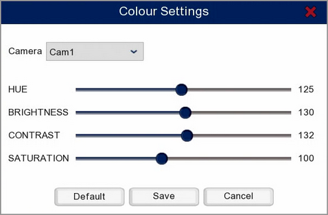 Colour Settings On A Zip DVR Or NVR