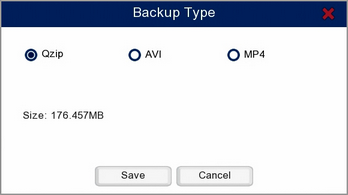 Saving A Video File From The Backup Preview Screen On A Zip DVR Or NVR