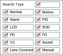 Playback Search Type Selection On A Zip DVR Or NVR